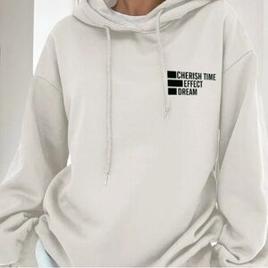 Cream Hoodie with Graphic Text